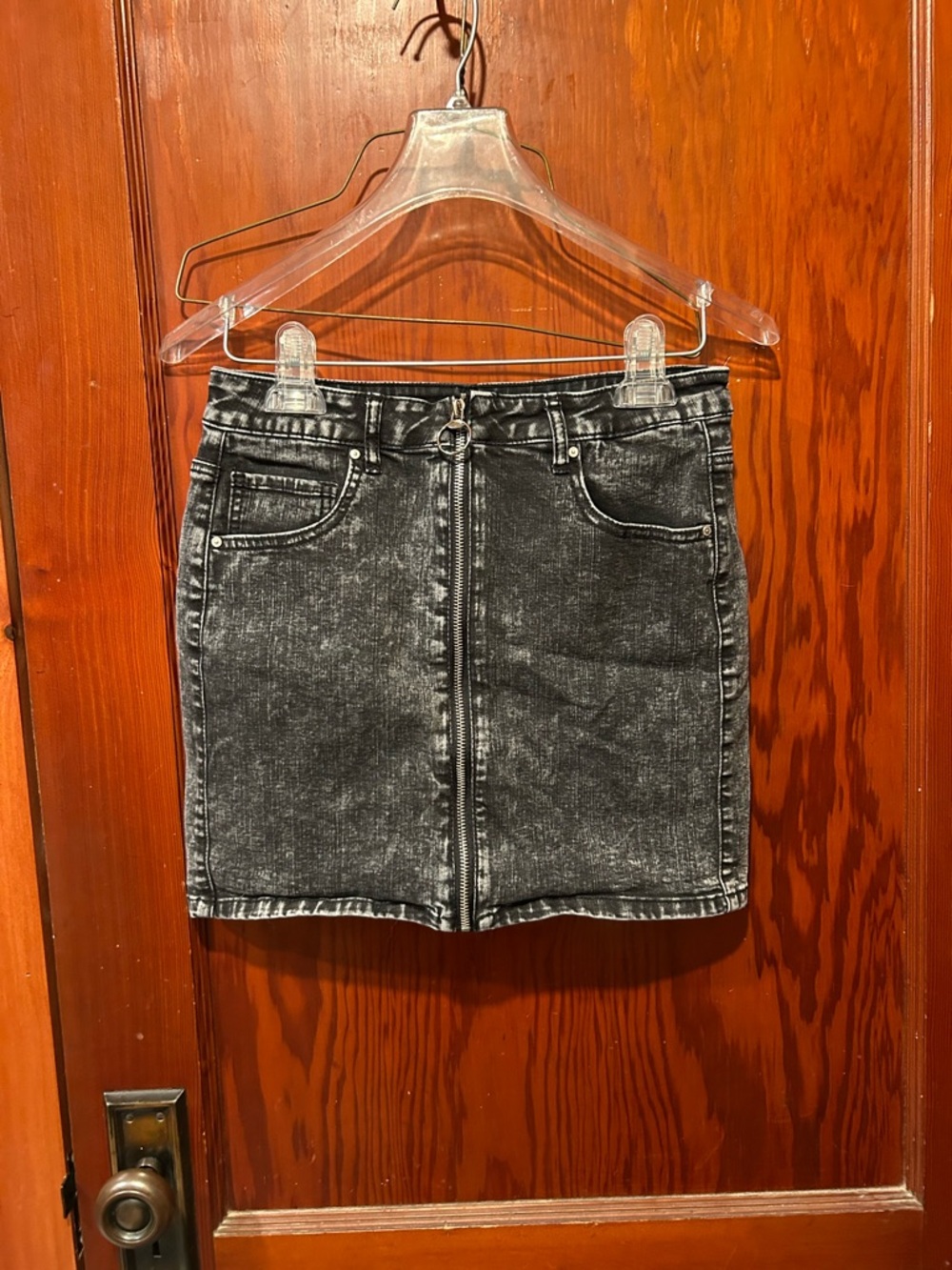 Refuge grey acid wash mini skirt